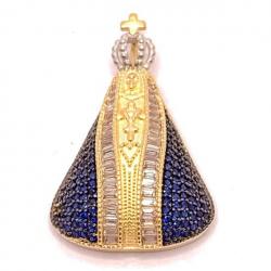 Pingente em ouro 18k com zirconias - N.Sra.Aparecida - 2PIZ0085