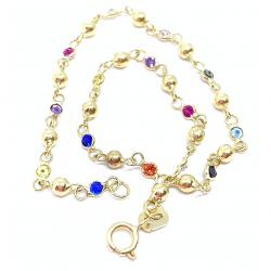 Pulseira de ouro amarelo 18k - Bolas e pedras- 2PPD0001