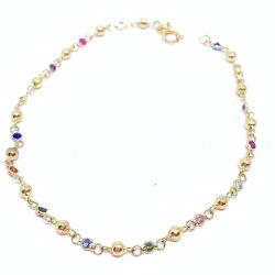 Pulseira de ouro amarelo 18k - Bolas e pedras- 2PPD0001