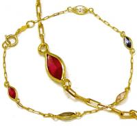 Pulseira feminina infantil em ouro amarelo 18k com pedras Pulseira feminina infantil em ouro amarelo 18k com pedras