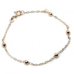 Pulseira feminina de bolinhas infantil em ouro 18k -2PUO0563