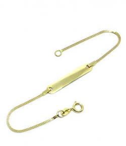 Pulseira feminina de chapa infantil em ouro amarelo 18k - 2PUO0609