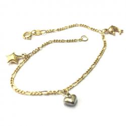 Pulseira feminina ouro 18k - Groumette 3x1 - Ping.Est/Golf/Corac - 2PUO0647