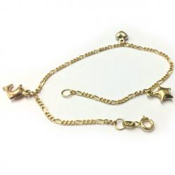 Pulseira feminina ouro 18k - Groumette 3x1 - Ping.Est/Golf/Corac - 2PUO0647