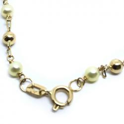 Pulseira feminina infantil em ouro 18k com prolas - 2PUP0011