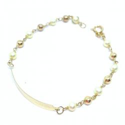 Pulseira feminina infantil em ouro 18k com prolas - 2PUP0012