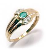 Anel em ouro 18k com diamantes e esmeralda - 1ABE0019