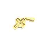 Pingente em forma de cruz em ouro amarelo 18k com brilhante -1PIB0095