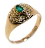 Anel em ouro 18k com diamantes e esmeraldas - 2ABE0062 Anel em ouro 18k com diamantes e esmeraldas - 2ABE0062