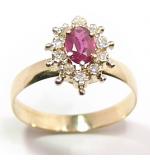 Anel chuveiro de ouro 18k com diamantes e rubi - 2ABR0025