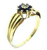 Anel em ouro 18k com diamantes e safira - 2ABS0031