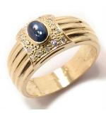 Anel chuveiro de ouro 18k com diamantes e safira - 2ABS0043 Anel chuveiro de ouro 18k com diamantes e safira - 2ABS0043
