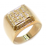 Anel masculino em ouro amarelo 18k com brilhantes - 2ANB0024 Anel masculino em ouro amarelo 18k com brilhantes - 2ANB0024