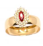 Anel em ouro 18k com pedra sintetica - 2APS0099