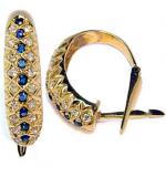 Brinco em ouro 18k feminino com brilhantes e safiras azuis Brinco em ouro 18k feminino com brilhantes e safiras azuis