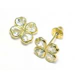 Brinco em ouro amarelo 18k feminino com zirconia-Trevo/Coração - 2BPD0052 Brinco em ouro amarelo 18k feminino com zirconia-Trevo/Coração - 2BPD0052