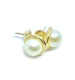 Brinco em ouro amarelo 18k com 2 pérolas - 2BPR0089