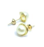 Brinco em ouro amarelo 18k com 2 pérolas - 2BPR0089