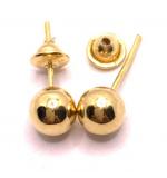 Brinco em ouro amarelo 18k feminino - Bola 5 mm