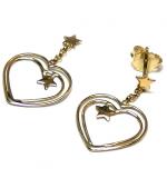 Brinco em ouro amarelo 18k feminino - Corações Brinco em ouro amarelo 18k feminino - Corações