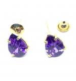 Brinco em ouro 18k com zirconia - gota lilas - 2BRZ0010