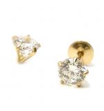 Brinco em ouro 18k feminino com zirconia - 2BRZ0081