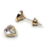 Brinco em ouro 18k feminino com zircônia - Coração - 2BRZ0147