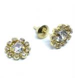 Brinco em ouro 18k com zirconia - Flor - 2BRZ0219