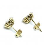 Brinco em ouro 18k com zirconia - Flor - 2BRZ0227