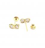 Brinco em ouro amarelo 18k feminino com zirconia - Coração - 2BRZ0257