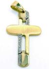 Pingente em cruz ouro amarelo e branco 18k com brilh Pingente em cruz ouro amarelo e branco 18k com brilh