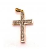 Crucifixo em ouro amarelo e branco 18k com diamantes - 2CZB0018