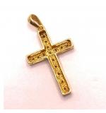 Crucifixo em ouro amarelo e branco 18k com diamantes - 2CZB0018