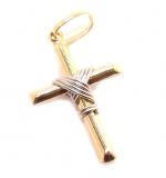 Crucifixo em ouro amarelo e branco 18k