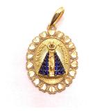 Pingente em ouro 18k com zirconias - N.Sra.Aparecida - 2PIZ0064