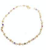 Pulseira de ouro amarelo 18k - Bolas e pedras- 2PPD0001