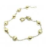 Pulseira de ouro amarelo 18k - Bolas ocas foscas e lisas - 2PUO646 Pulseira de ouro amarelo 18k - Bolas ocas foscas e lisas - 2PUO646